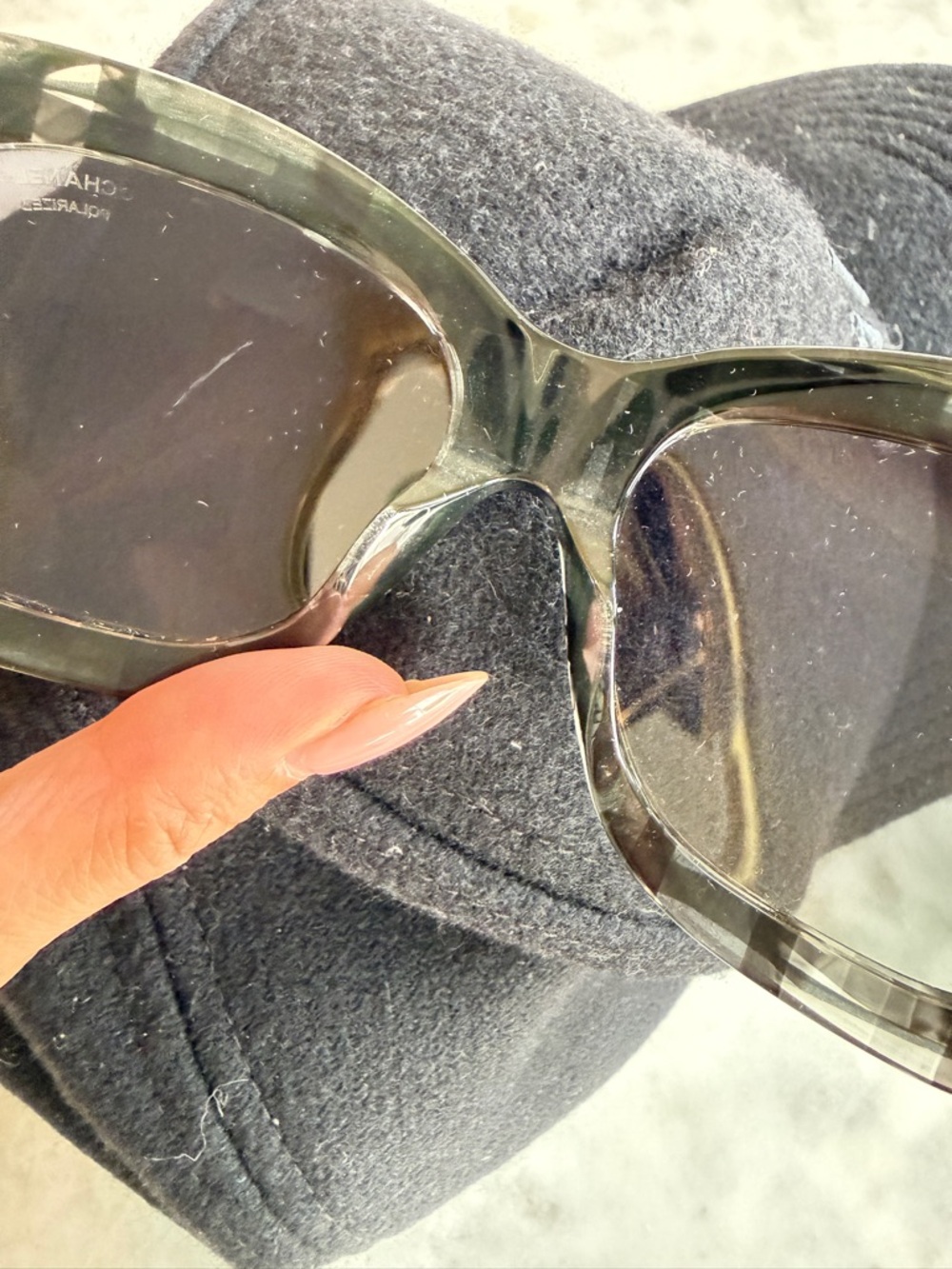 CHANEL Gray Tortoiseshell Oversized Sunglasses - Picture 6 of 6